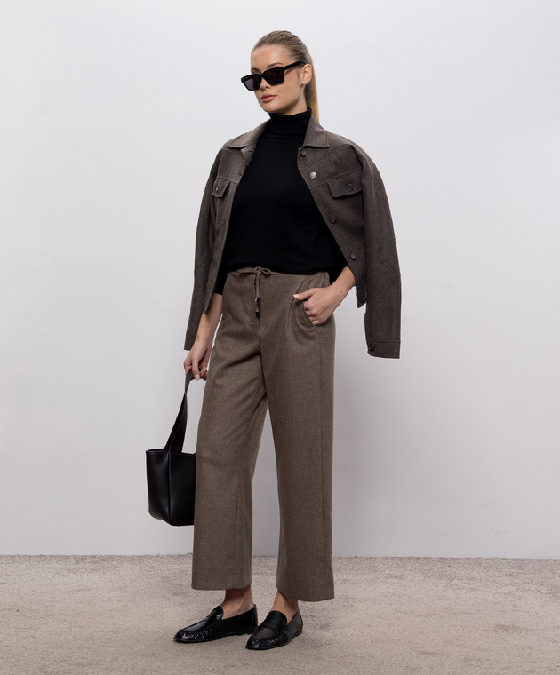 Max Mara Коричневі штани FLORIA з вовни SMMFLORIA зображення 2