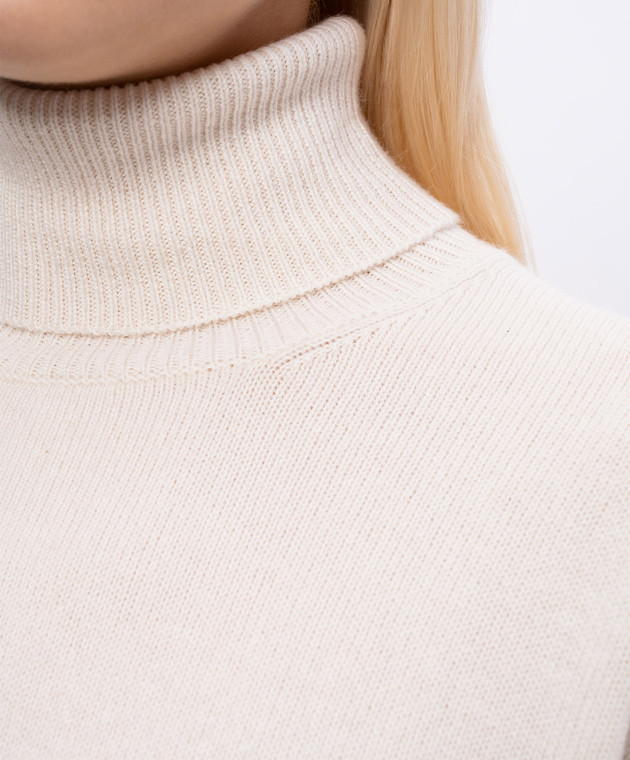 Brunello Cucinelli Бежевый свитер из кашемира с цепочкой мониль M12744403P изображение 5