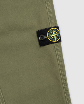 Stone Island Дитячі штани кольору хакі з патчем логотипа L2S163100002S010414