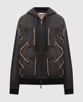 Off-White Сіра спортивні куртка з нашивкою емблеми 44MBE015S26D001