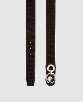 Stefano Ricci Коричневий ремінь зі шкіри крокодила з ефектом нубуку N381CNC580P