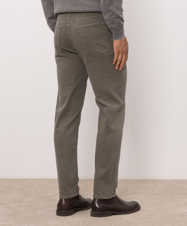 Brunello Cucinelli Джинсы цвета хаки с логотипом патча M277PO2090 изображение 4