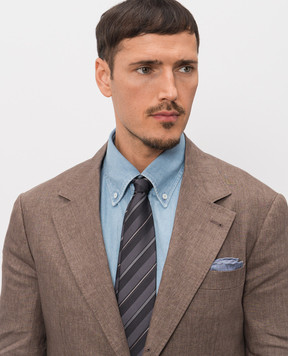 Brunello Cucinelli Серый галстук из шелка в полоску MR8450018