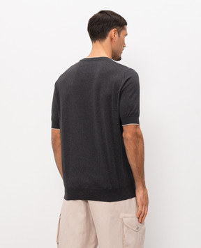 Brunello Cucinelli Сіра футболка з окантуванням M29805200