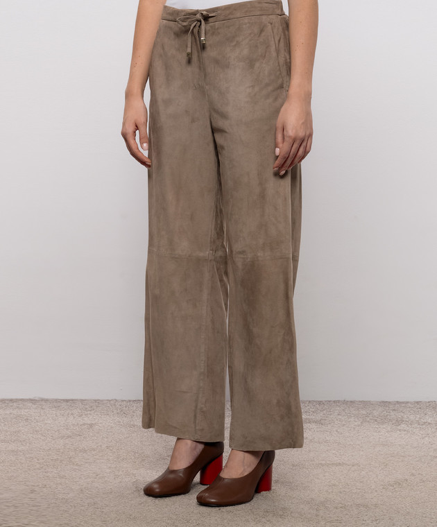 Max Mara Бежевые замшевые штаны TEMPIO SMMTEMPIO изображение 3