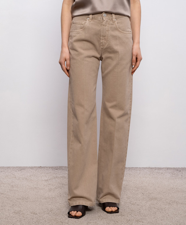 Brunello Cucinelli Бежеві джинси з патчем логотипа M0H81P5568 зображення 3