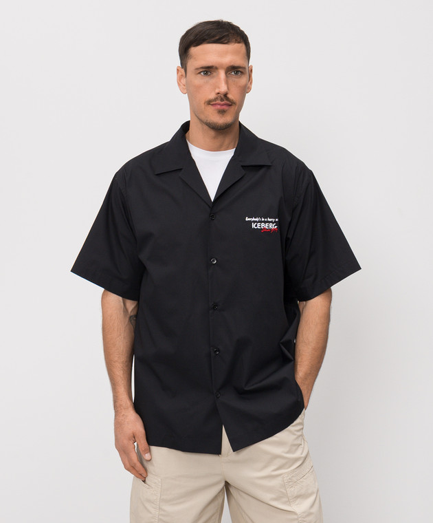 Iceberg Черная рубашка с принтом Peanuts G0400187 изображение 3