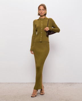 Balmain Юбка цвета хаки в рубчик SK0000000083