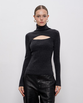 Allude Сірий гольф з вовни та кашеміру в рубчик 25517721