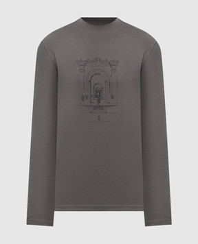 Brunello Cucinelli Серый лонгслив с принтом ML8241357P
