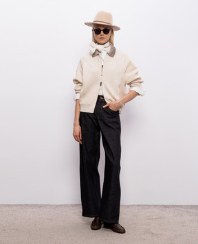 Brunello Cucinelli Бежевий кардиган з вовни, кашеміру та шовку M16232406