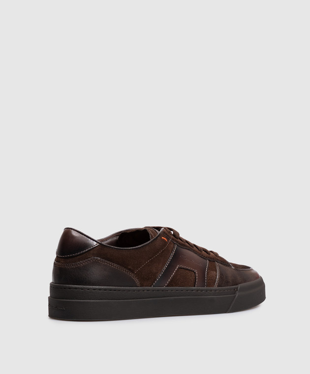 Santoni Коричневые замшевые кеды с перфарацией MBGT22221SMOTGEU изображение 3