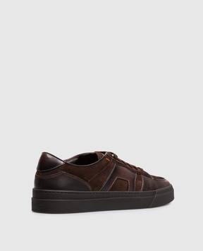 Santoni Коричневые замшевые кеды с перфарацией MBGT22221SMOTGEU