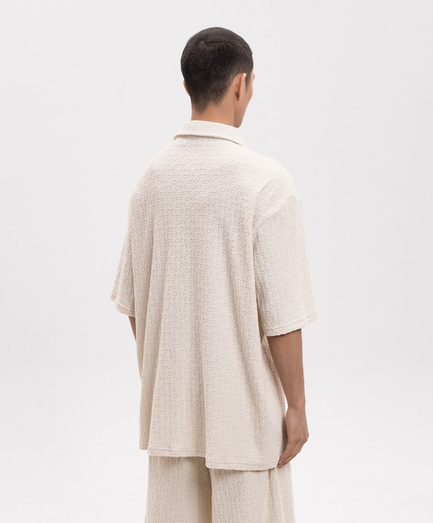 Off-White Бежева махрова сорочка у візерунок логотипа OFF 44MGG013C9J0010 зображення 4