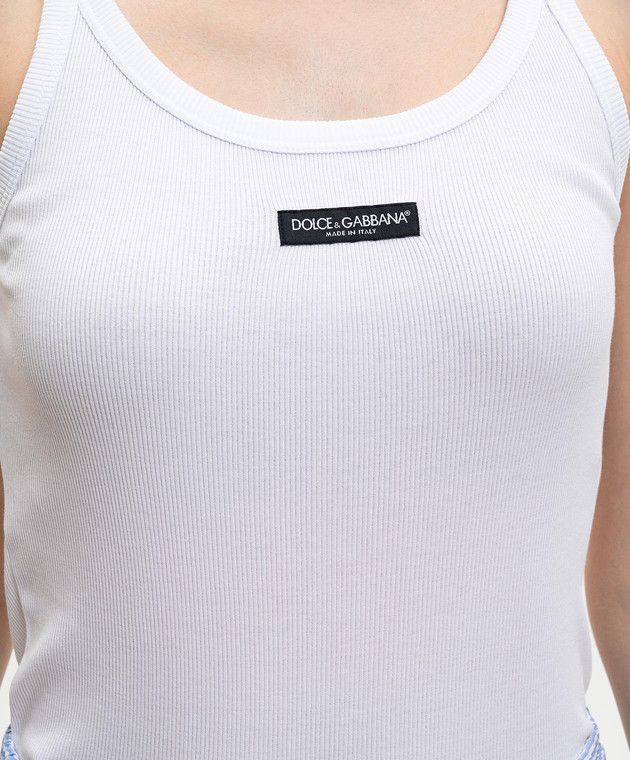 Dolce&Gabbana Белая майка в рубчик F8W45TFU7AV изображение 5