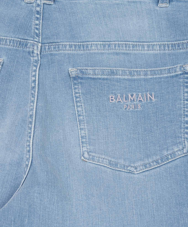 Balmain Дитячі блакитні джинси з вишивкою логотпа BY6Q50Z36641214 зображення 3