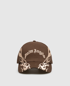 Palm Angels Коричневая кепка Flames PMLB104S26FAB00E