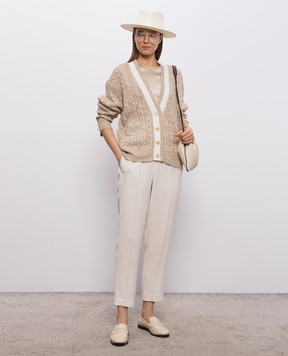 Brunello Cucinelli Бежевий кардиган з коноплі та шовку MWA576306