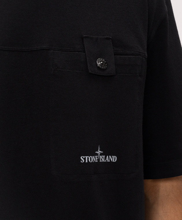 Stone Island Чорна футболка з принтом логотипа L2S152100028S0500 зображення 5