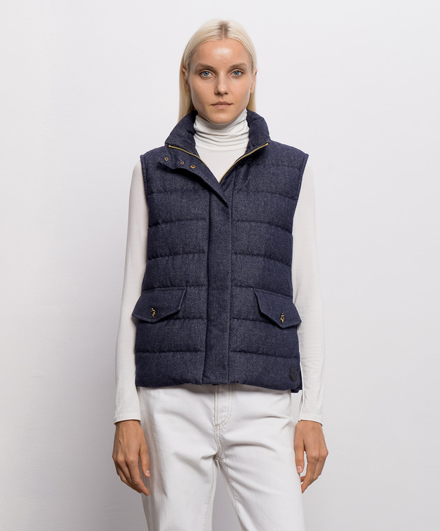 Moncler Синій пуховий жилет L20931A00080599N5 зображення 3