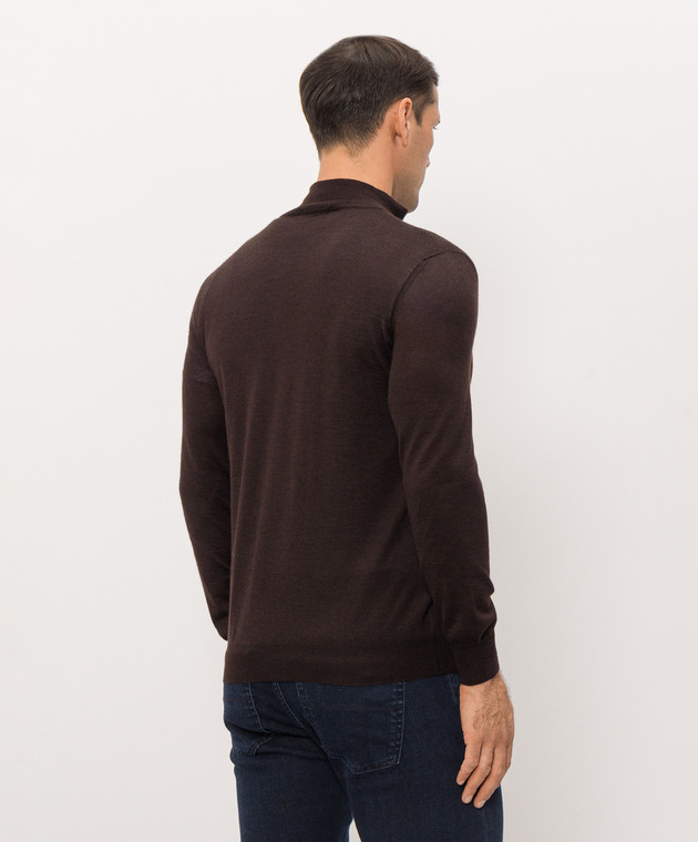 Bertolo Cashmere Коричневый джемпер из кашемира и шелка 900071000006 изображение 4