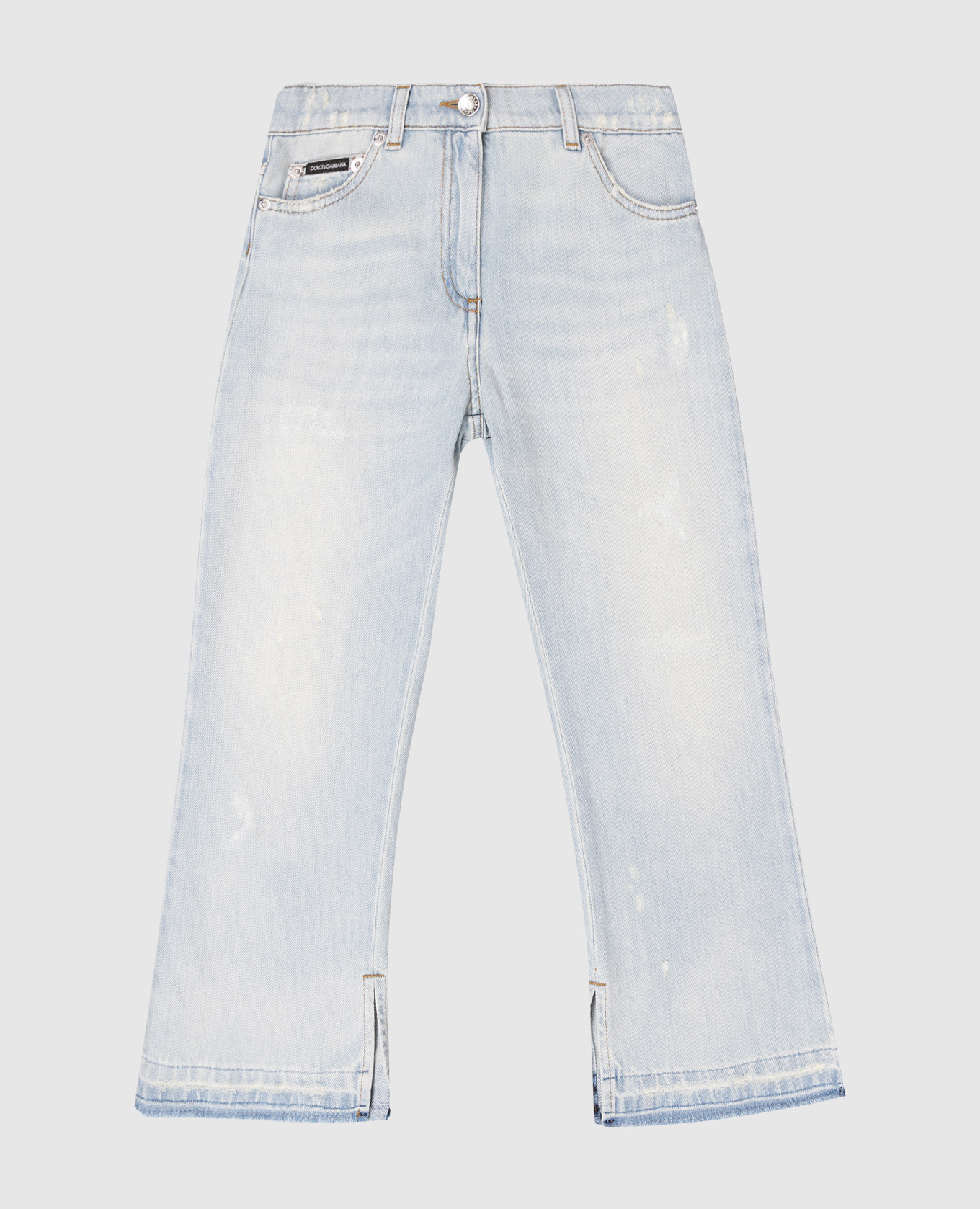 

Детские голубые джинсы с эффектом потертости, Голубой, Джинсы