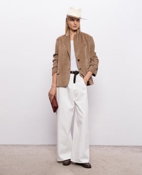 Brunello Cucinelli Коричневый вельветовый жакет MG5477201P