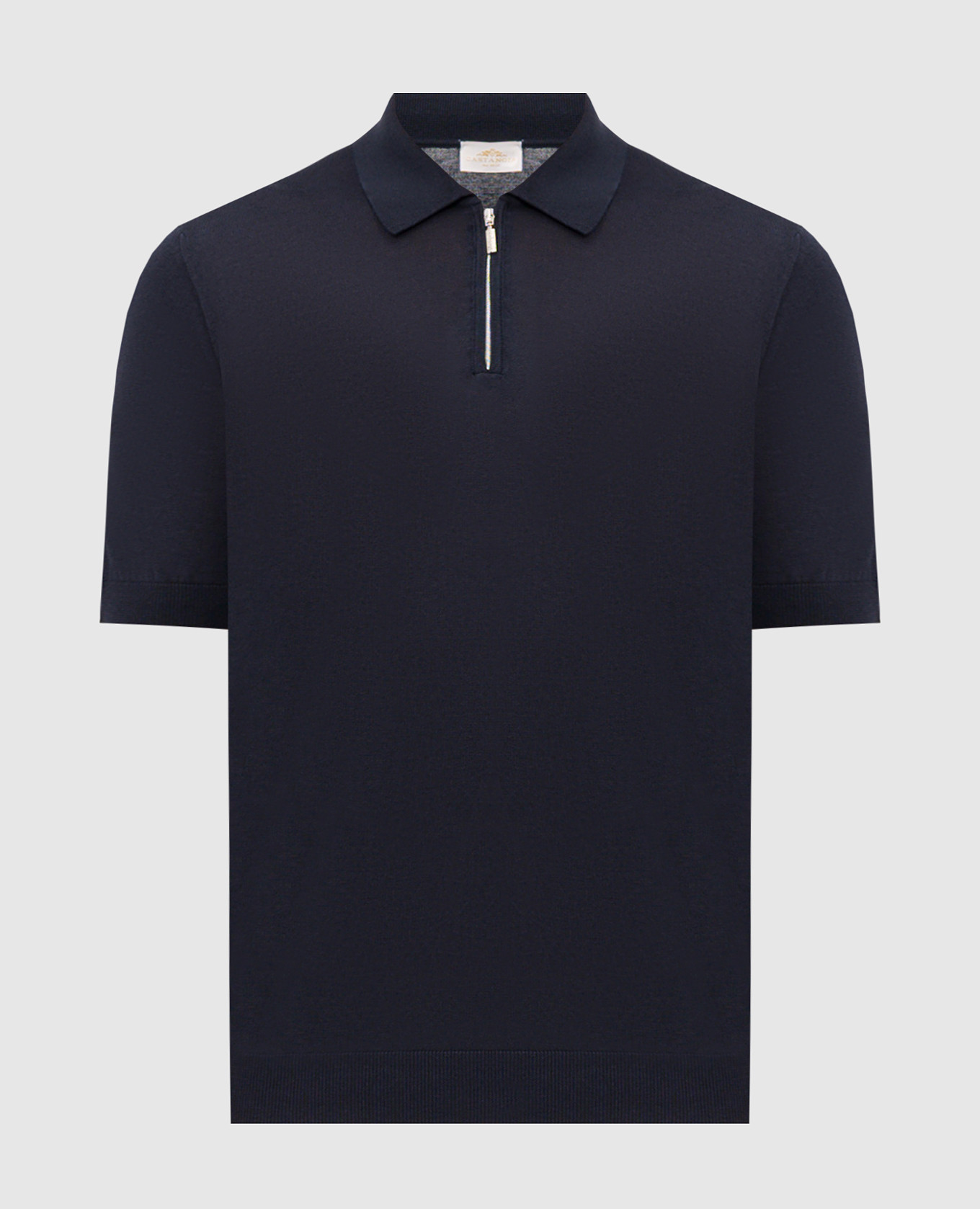 Синее поло с шелком