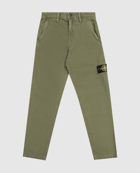 Stone Island Дитячі штани кольору хакі з патчем логотипа L2S163100002S010414