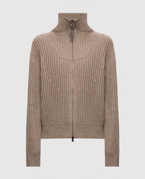 Brunello Cucinelli Коричневый кардиган из кашемира и шерсти MBM753506P