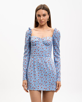 Dolce&Gabbana Блакитна сукня із шовком в принт F60HVTFSA79