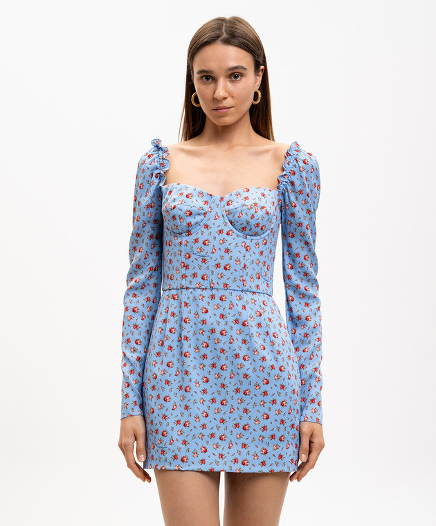 Dolce&Gabbana Блакитна сукня із шовком в принт F60HVTFSA79 зображення 3