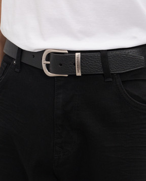 Balenciaga Чорний шкіряний ремінь з гравіюванням логотипа 8521722AB91