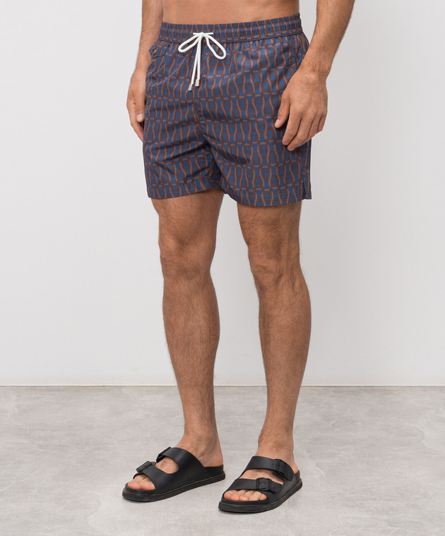 Enrico Mandelli Синие шорты для плавания в принт MARLIN6070 изображение 2