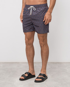 Enrico Mandelli Синие шорты для плавания в принт MARLIN6070