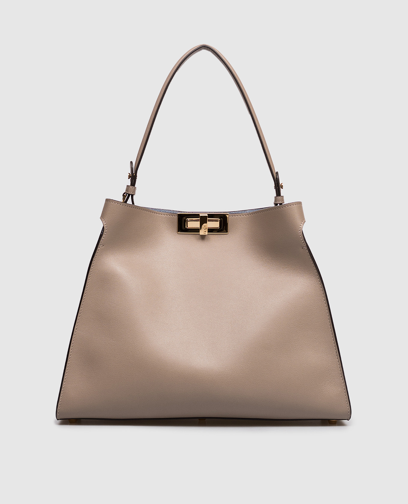 Бежевая кожаная сумка-трапеция Way