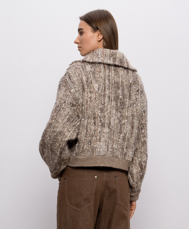 Brunello Cucinelli Бежевый кардиган с пайетками MNLR08306P изображение 4