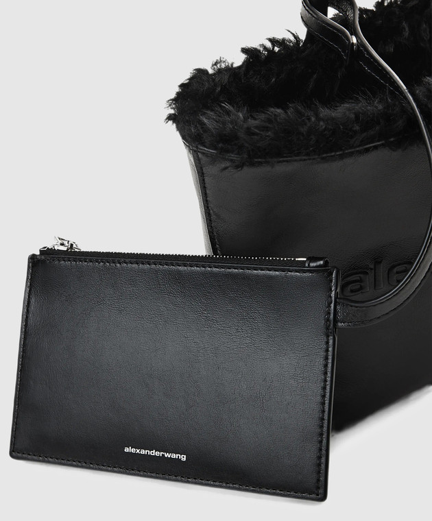Alexander Wang Черная кожаная сумка-тоут на меху 20426T22L изображение 4