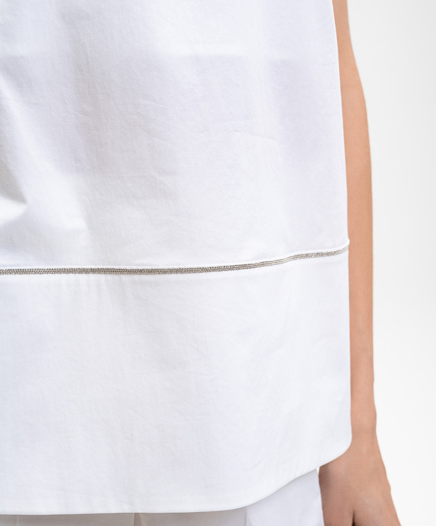 Peserico Білий топ з ланцюжком моніль S0871801979 зображення 5