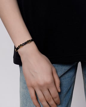 Valentino Чорний шкіряний плетений браслет VLogo Signature 8W2J0X71PRH