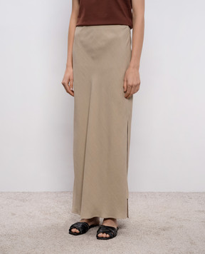 Brunello Cucinelli Бежева спідниця максі з льоном MH126G3396