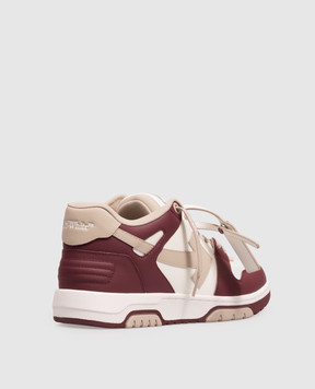Off-White Бордовые кожаные кроссовки Out Of Office OF05726609