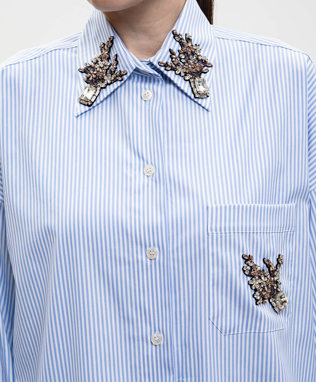 Dolce&Gabbana Голубая рубашка в полоску F5U57ZFR536 изображение 5