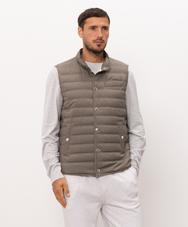 Brunello Cucinelli Сірий пуховий жилет MV4081711 зображення 3