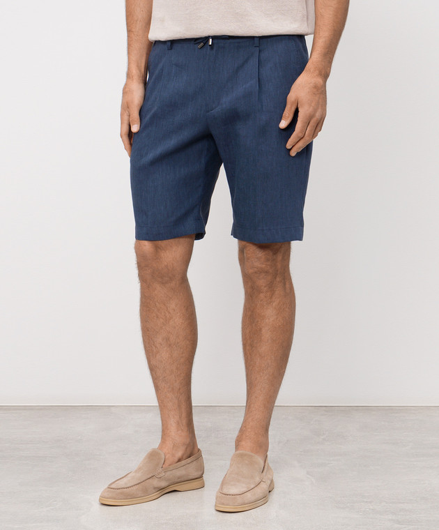 Stefano Ricci Синие шорты из льна и шерсти M1T6100300WL003L изображение 3