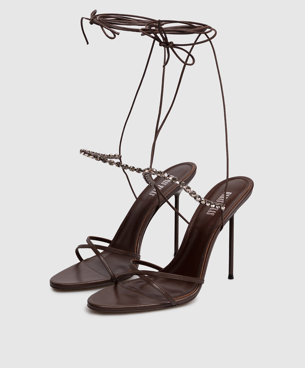 Paris Texas Коричневые кожаные босоножки Lidia с кристаллами PX1957XNPCE изображение 2