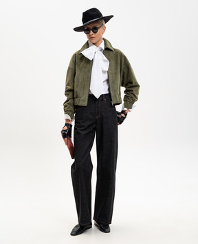 Babe Pay Pls Зеленая замшевая укороченная куртка 2523SUEDE