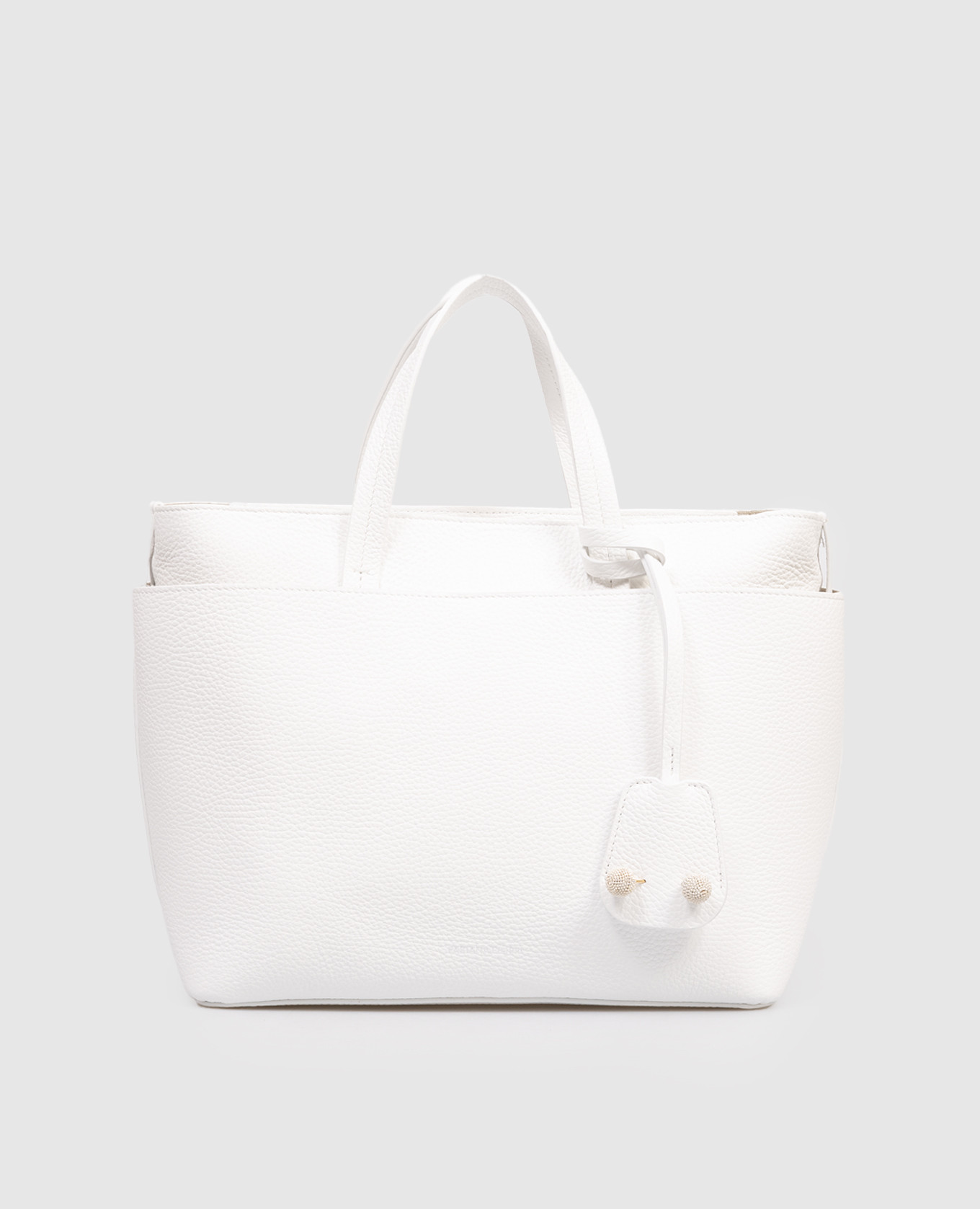 Белая кожаная сумка-тоут с логотипом
