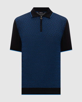 Stefano Ricci Чорне поло з шовком у візерунок K212040P31F26196