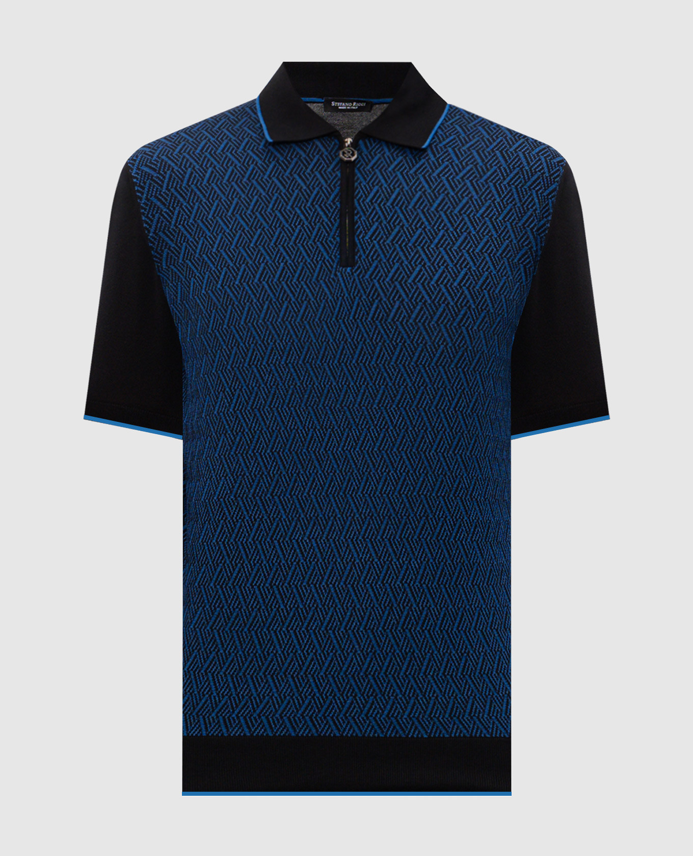 Черное поло с шелком в узоре